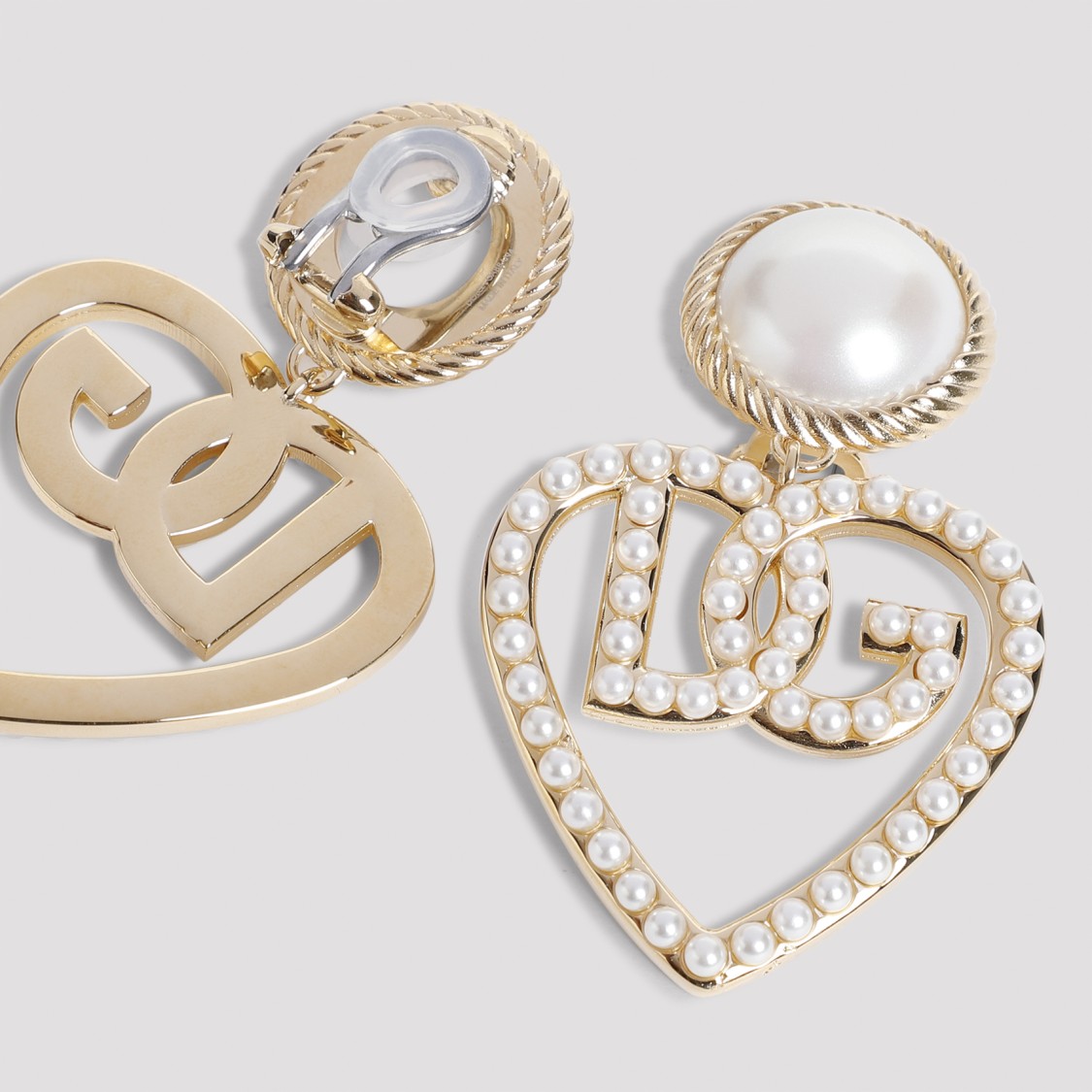 Dolce & Gabbana Stylish Brass & Plexiglass Earrings Clips In Gold