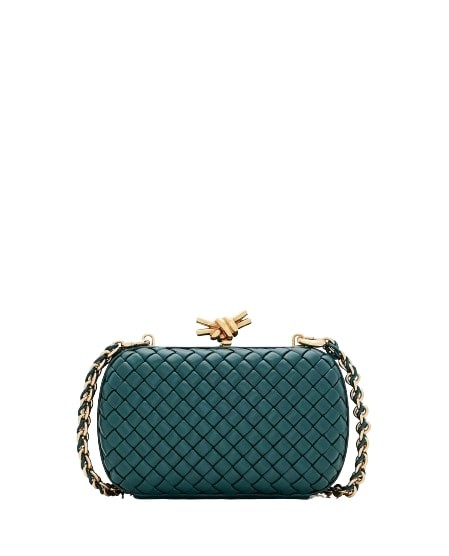 Bottega Veneta Leather Knot Minaudiere Clutch Bag In Green