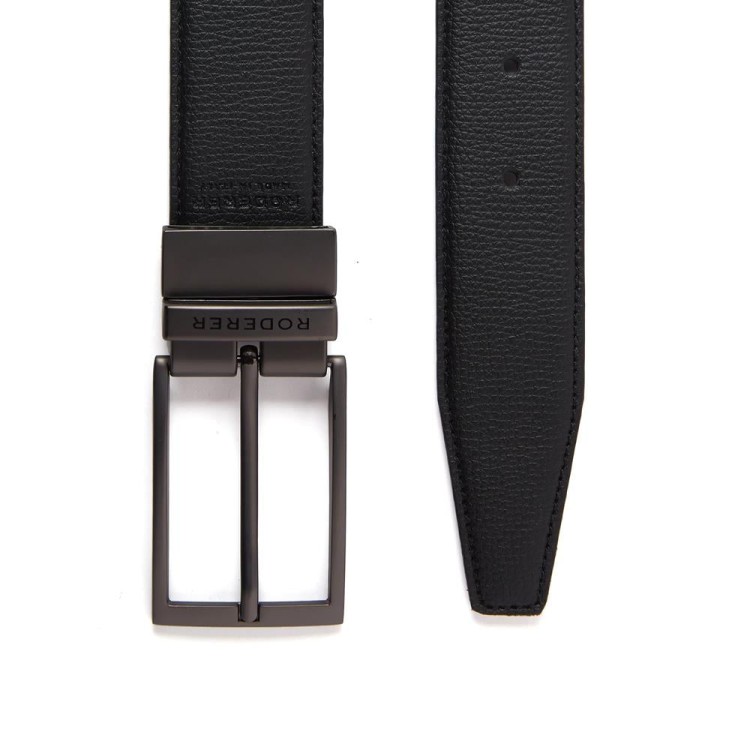 Shop Roderer Maestro Reversible Belt > Italian Leather Black & Brown / Gunmetal Buckle