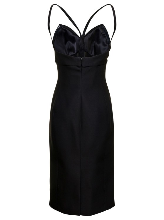 Shop Versace Midi Bustier Black Dress In Wool And Silk