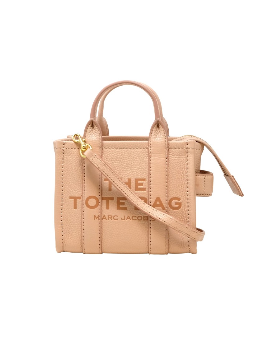 Marc Jacobs Rose Leather The Micro Tote Bag In Neutrals