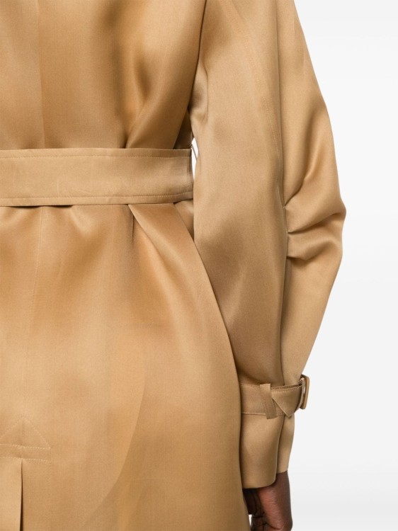 Shop Max Mara Silk Trench Coat In Brown