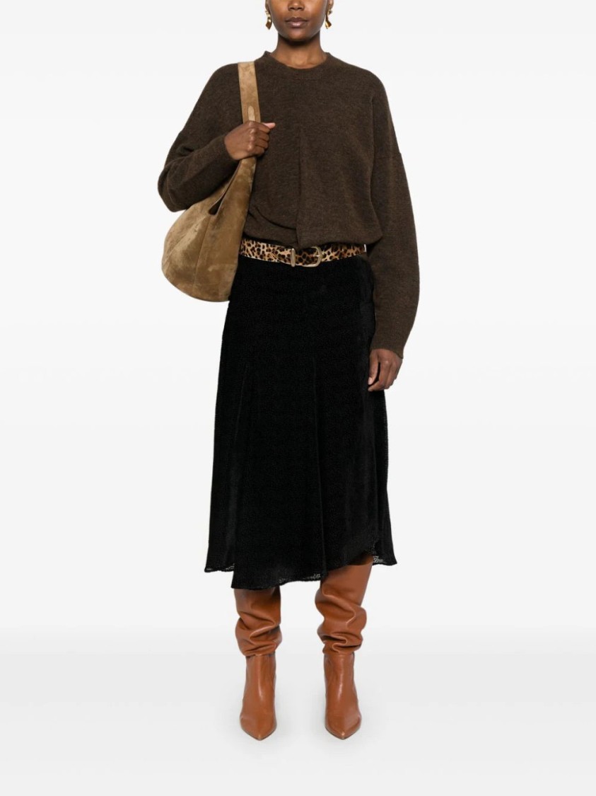 Isabel Marant Katae Flared Midi Skirt In Black