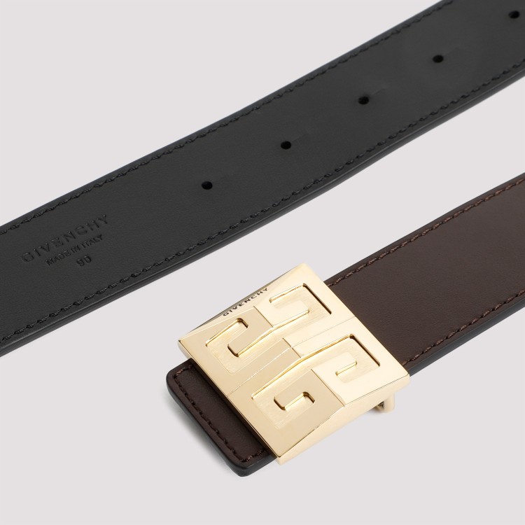 Givenchy Brown Calf Leather 4g Reversible Belt In Brown