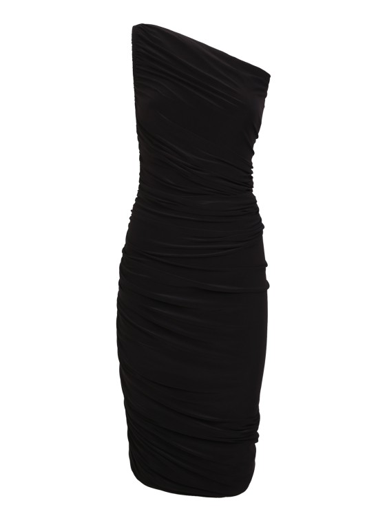 Norma Kamali Diana Ruched One-shoulder Dress In Black