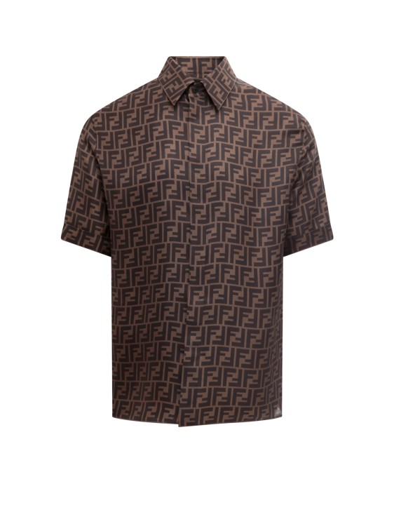Fendi Silk Shirt With Ff Motif In Brown