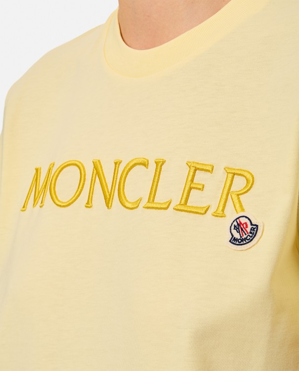 Shop Moncler Regular T-shirt W/printed Front Logo In Neutrals