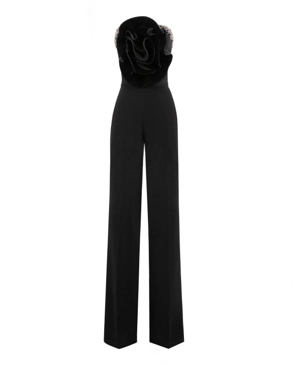 Gemy Maalouf Beaded Velvet Jumpsuit - Jumpsuits In Black