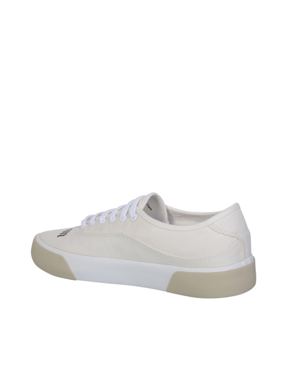 Shop Palm Angels Cream Canvas Low Sneakers In White