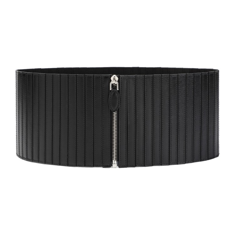 Shop Alaïa Stripes Corset Black Calf Leather Belt
