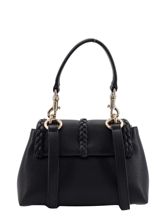 Shop Chloé Leather Handbag With Metal Logoed Detail In Black