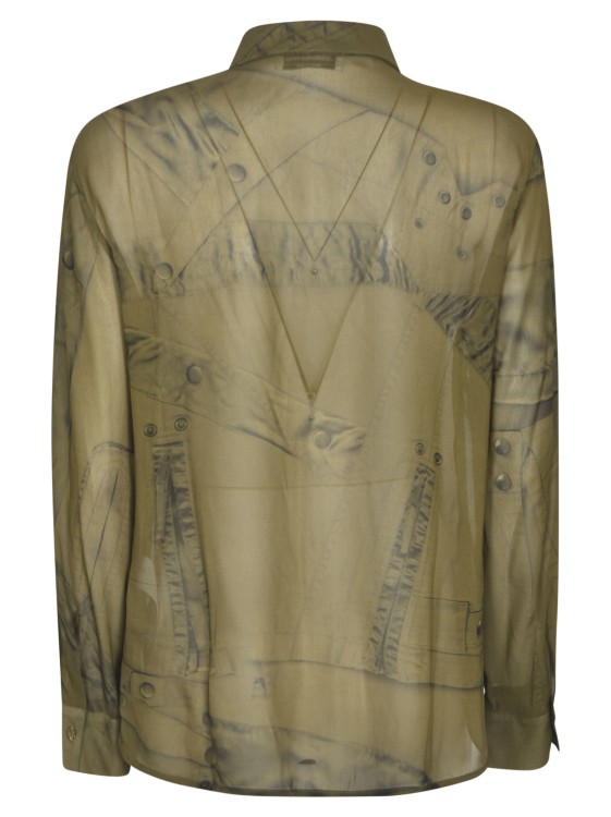 Shop Blumarine Khaki Georgette Crepe Abstract Pattern Shirts In Green