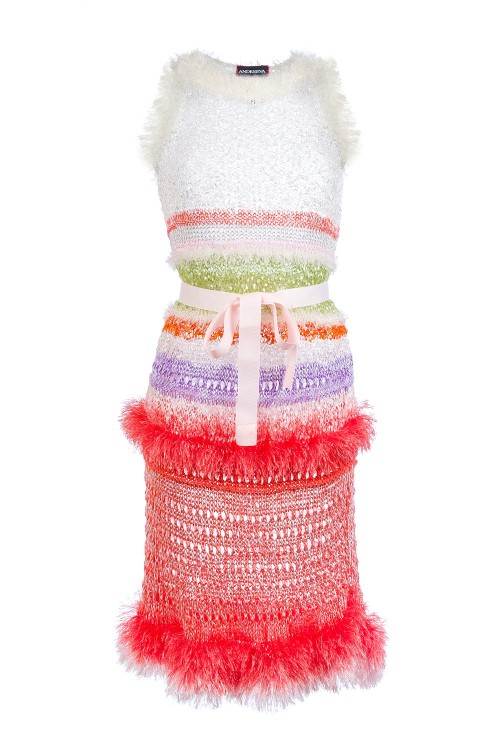 Shop Andreeva Merlyn Handmade Knit Dress In Multicolor