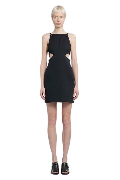 Courrèges Slash Buckle Twill Dress In Black