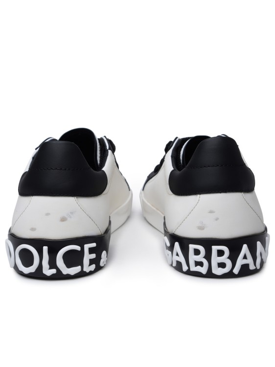 Shop Dolce & Gabbana Vintage 'portofino' White Leather Sneakers