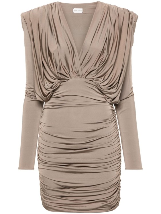 Magda Butrym Plunge Draped Minidress In Grey