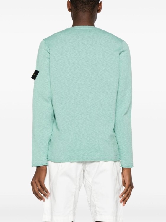 Shop Stone Island Compass-badge Rolled-trim Jumper In Green