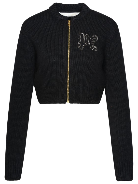 Palm Angels Monogram-appliqu� Zip-up Sweatshirt In Black