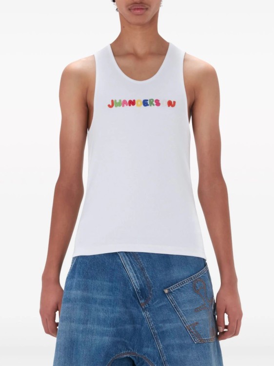 Shop Jw Anderson White Logo-embroidered Top