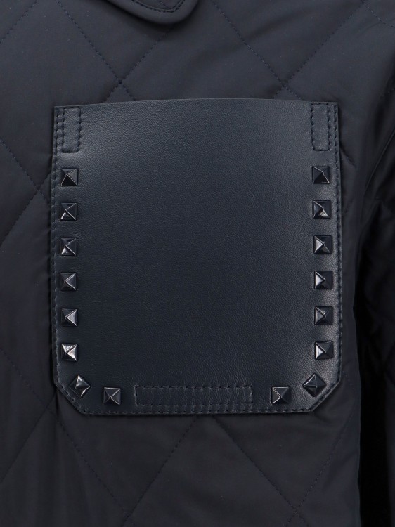 Shop Valentino Padded And Quilted Nylon Jacket With Iconic Studs In Black