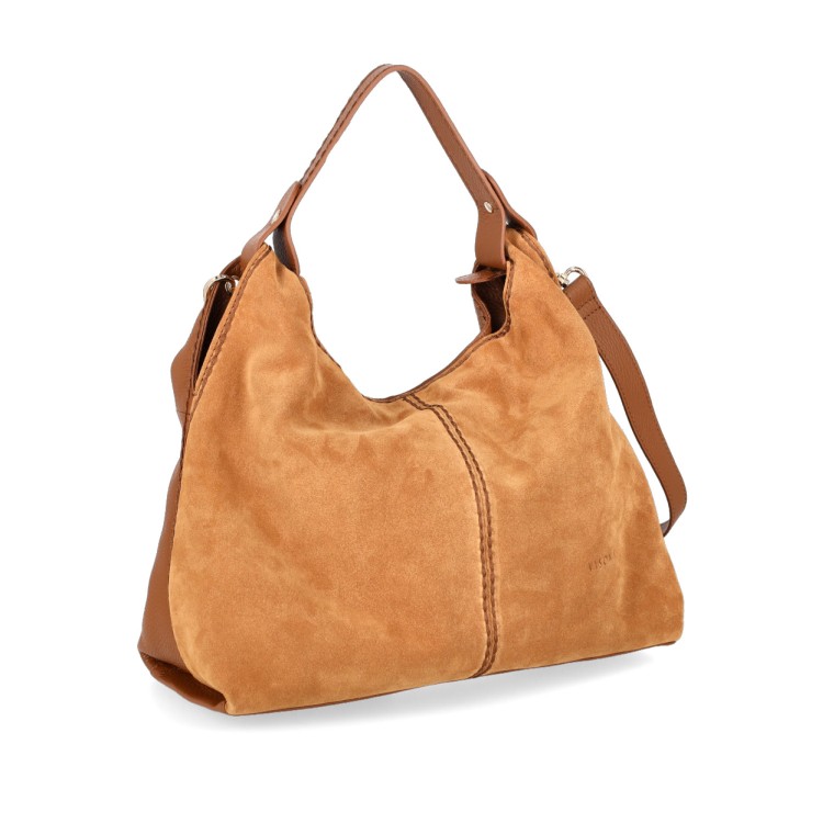 Shop Plinio Visona' Cognac Suede Leather Bag In Brown