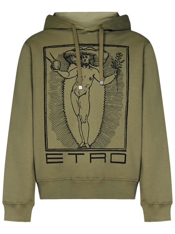 Shop Etro Olive Green Cotton Jersey Hoodie
