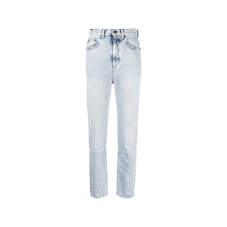 Shop Saint Laurent 80's Cropped Jeans In Blue