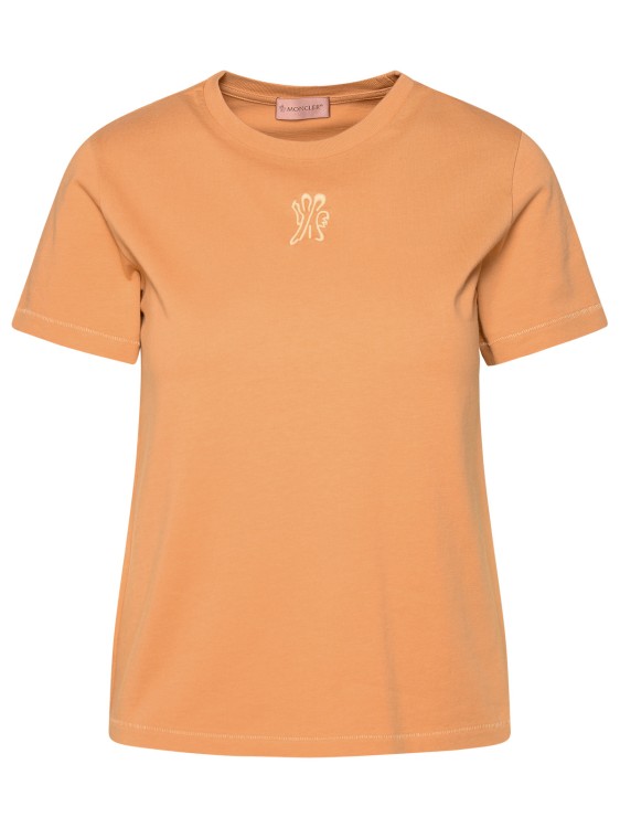 Shop Moncler Bronze Cotton T-shirt In Orange