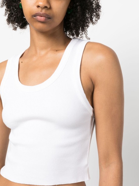 Shop Agolde Scoop-neck Ribbed Tank Top In White