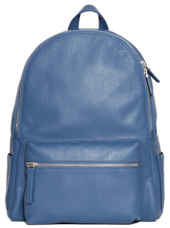 Shop Orciani Light Blue Leather Backpack