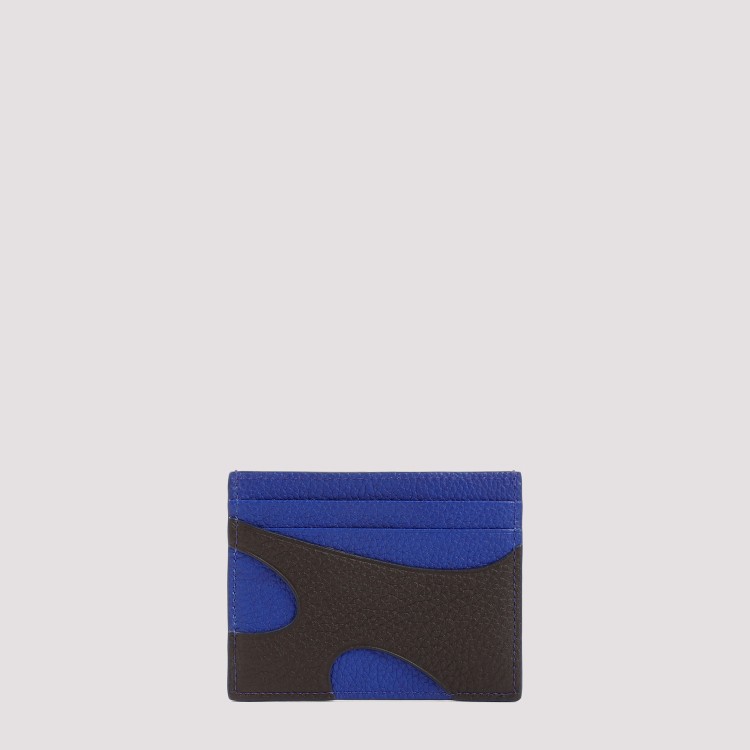Shop Ferragamo Brown Grained Calf Leather Cut Out Credit Card Case In Multicolor
