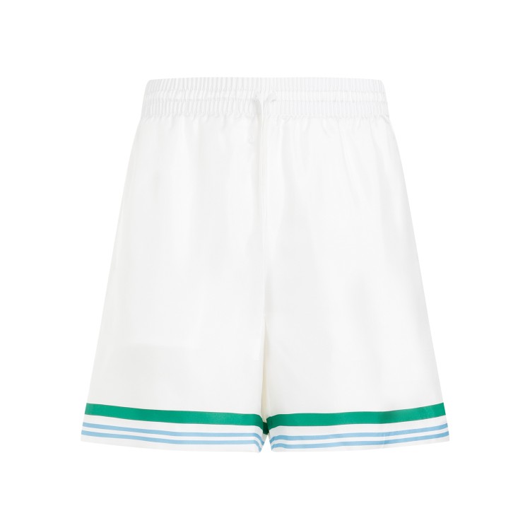 Shop Casablanca Le Jeu Colorè White Silk Shorts