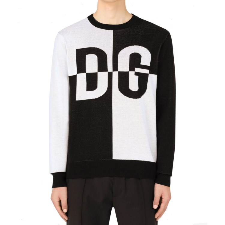 Shop Dolce & Gabbana Black Logo Sweater In White