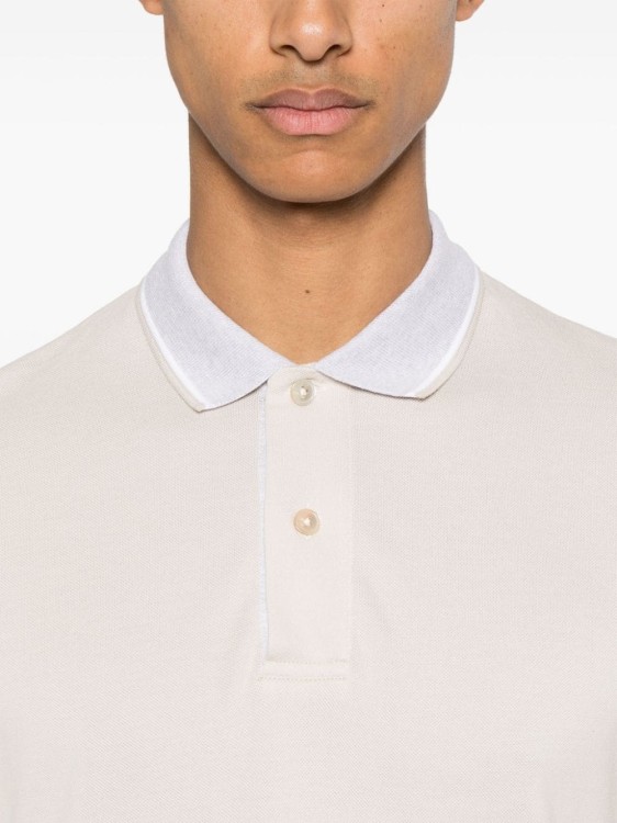 Shop Eleventy Stripe-detail Cotton Polo Shirt In White