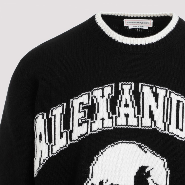 Shop Alexander Mcqueen Black Logo Wool Sweater