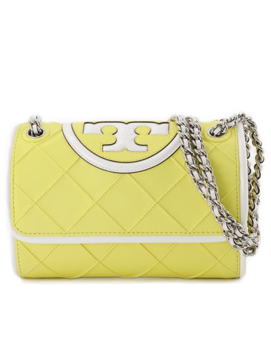 Tory Burch Small Fleming Bag  - Yellow/white - Leather