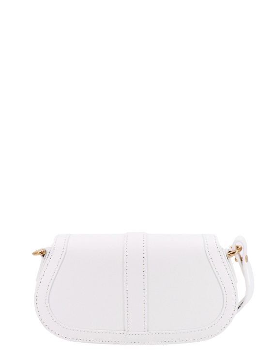 Shop Versace La Greca Detail Leather Shoulder Bag In White