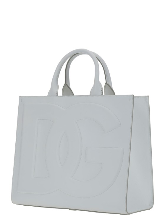 Dolce & Gabbana White Handbag With Tonal Dg Detail In Smooth Leather In White