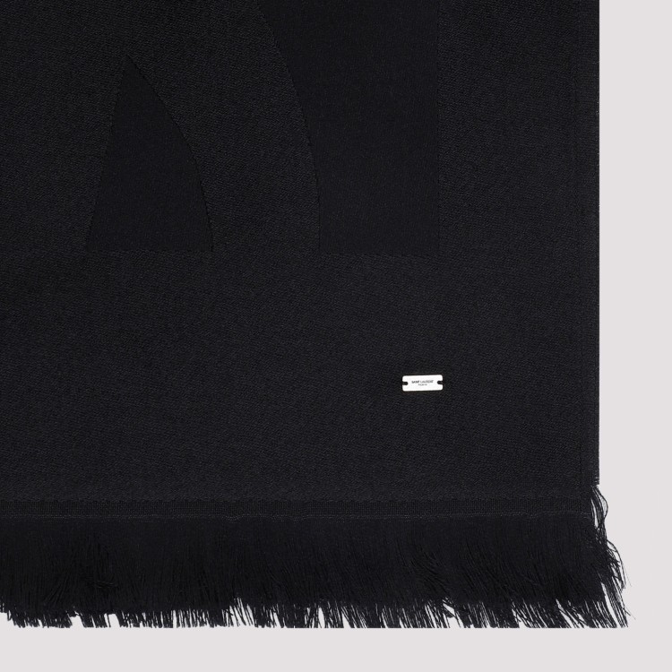 Shop Saint Laurent Black Wool Scarf