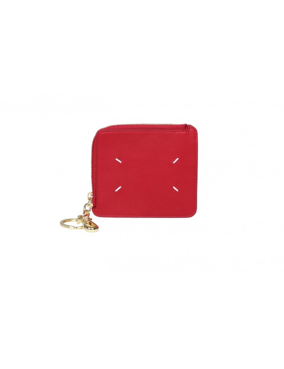 Shop Maison Margiela Leather Key Chain Wallet Color Red