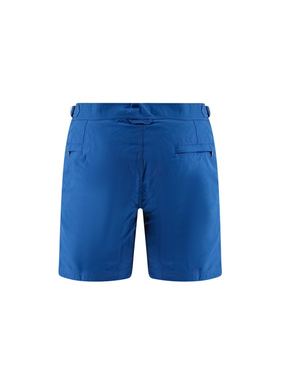 Shop Alexander Mcqueen Nylon Swimtrunks With Embroidered Logo In Blue