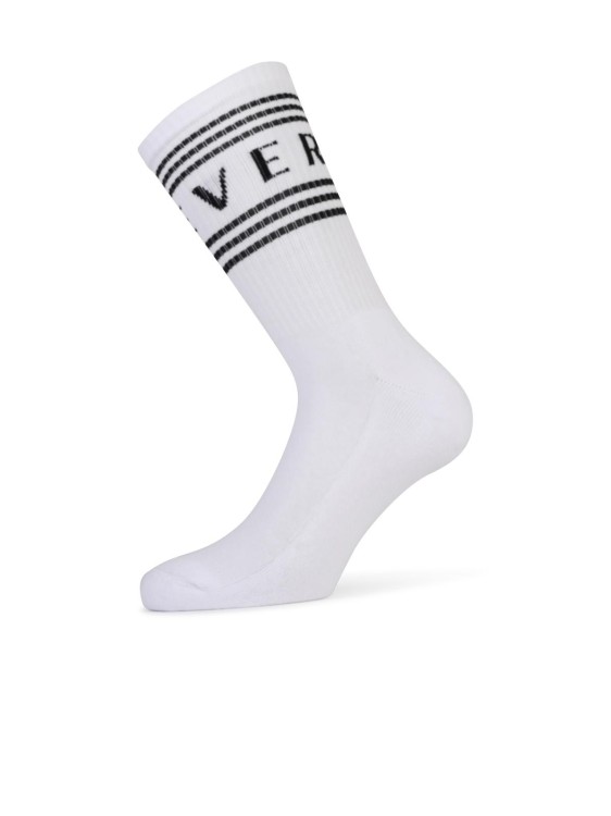 Shop Versace White Cotton Socks In Red