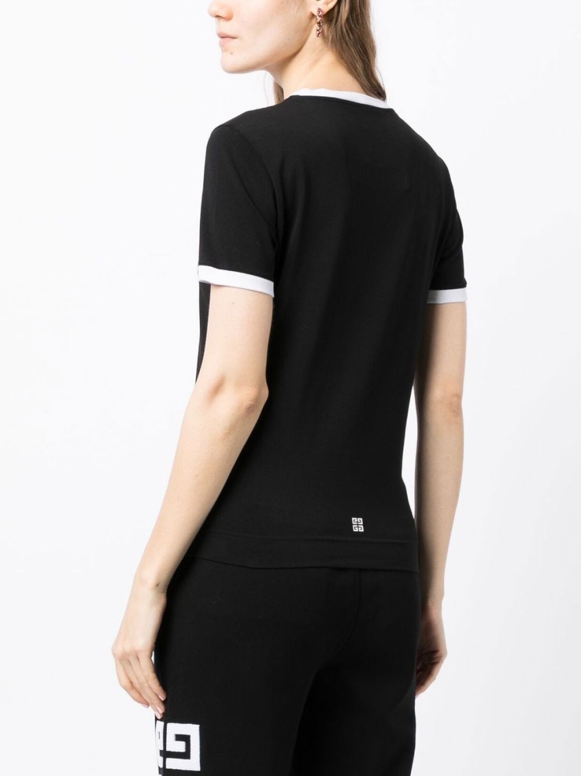 Givenchy Black Crewneck T-shirt With Logo Lettering On The Front And 4g Logo On The Rear In Cotton S In Black