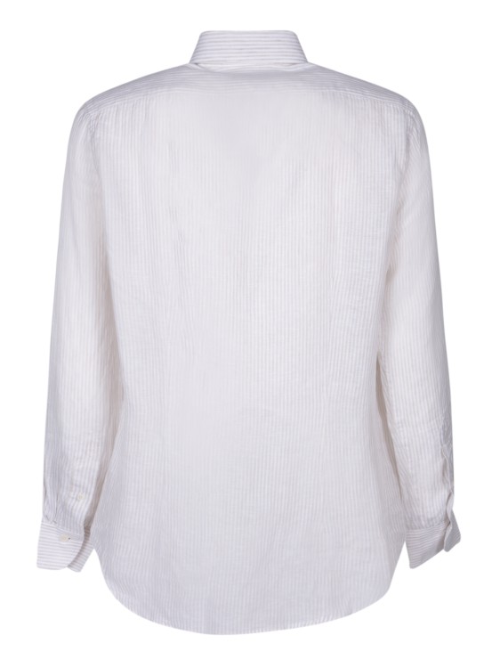 Shop Dell'oglio Lightweight Linen Shirt With A Striped Pattern In White