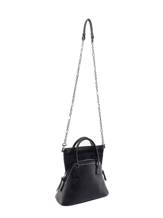 Shop Maison Margiela Leather Handbag With Logo Patch In Black