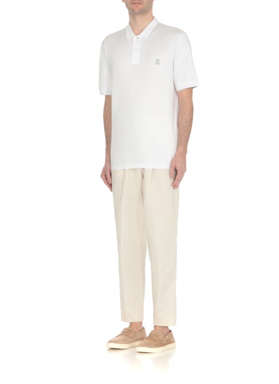 Shop Brunello Cucinelli Cotton Polo Shirt With Logo In White