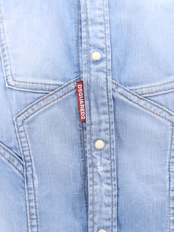 Shop Dsquared2 Denim Shirt With Stars Detail In Blue
