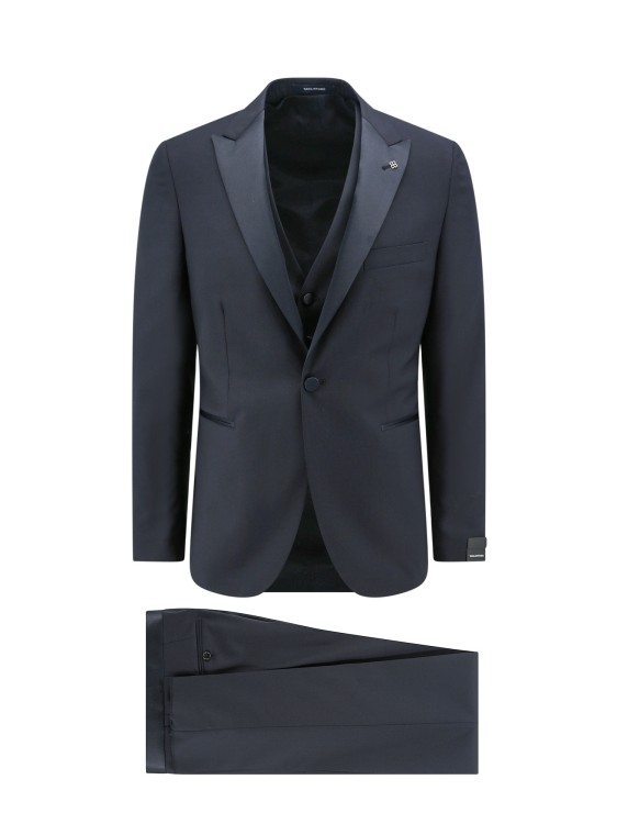Tagliatore Virgin Wool Tuxedo With Vest In Black