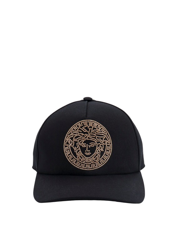 Shop Versace Iconic Frontal Medusa Cotton Hat In Black