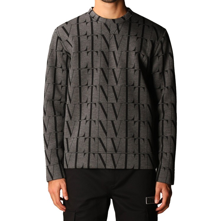 Shop Valentino Vltn Cotton Sweatshirt In Grey